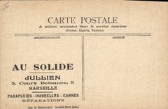 CPA La locomotion a travers les Ages Bateau Au Solide Jullien Cours Belsunce Marseille 
