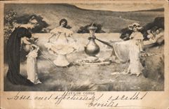 Vintage Postcard Play of cord