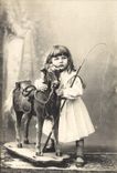 Vintage Postcard Enfant Rocking horse