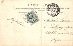 Postal Nancy Trianon una esquina de los juegos Balancoirs Masacre Flechas