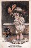Vintage Postcard Fantasy Illustrator Fred Spurgin Child Cat Kitten