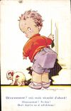 Vintage Postcard Fantasy Illustrator Tempest Child Dog Disarmament