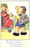 Vintage Postcard Automobile Fantasy Illustrator Children Excursion