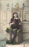 Vintage Postcard Small page Child merry Song
