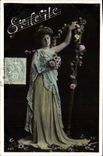 CPA Femme Harpe Sainte Cecile 