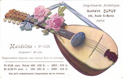 Postal Mandolina Gustave Dupuy Faubourg San Martin París