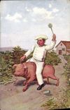 Vintage Postcard Pig Pig Cook