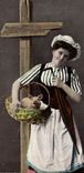 CPA Cochon Porc Femme 
