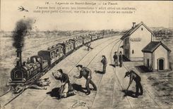 Vintage Postcard Cochon Pig Captions of Saulge Saint the Train jalopy