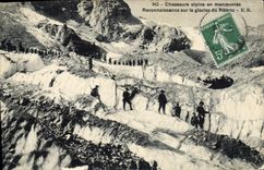CPA Militaria Chasseurs Alpins en manoeuvres Reconnaissance sur le glacier du rateau