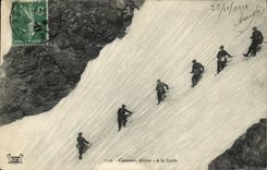 CPA Militaria Chasseurs Alpins a la corde Alpinisme