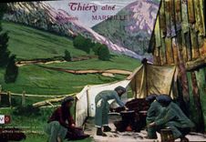 CPA Militaria Chasseurs Alpins preparant le repas Theiry Aine Vetements Marseille