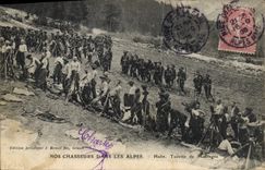 Vintage Postcard Militaria Alpine hunters Halt Toilet of mountain