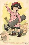 Vintage Postcard Militaria Child Of the guns Of the ammunition!