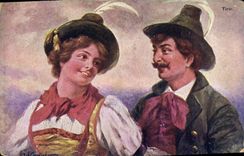 Vintage Postcard Fantasy Illustrator the Tirol Folklore