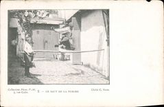 Vintage Postcard Children the jump of the pole