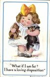 Vintage Postcard Fantasy Illustrator Child Cat Dog Kitten