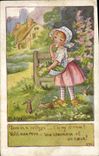 Vintage Postcard Fantasy Illustrator Alys Child Rabbits Rabbit