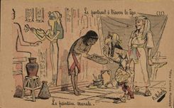 Vintage Postcard Fantasy Illustrator the portrait through old the mural Egypt Egypt