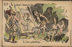 Vintage Postcard Fantasy Illustrator the portrait through old the prehistoric dssin