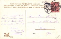 CPA Cochon Porc Fer a cheval Dentelle 