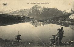 CPA Militaria Chasseurs Alpins et Lac des Alpes 