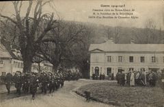 Vintage Postcard Militaria Alpine hunters First visits in High Alsace of the President of the Republic Ravelled of a battalion of Alpine hunters