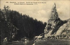 CPA Militaria Chasseurs Alpins Dauphine Le Vercors Entree des Gorges de la Bourne Artillerie alpine en manoeuvres 