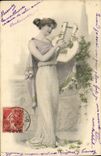 Vintage Postcard Fantasy Illustrator Woman Quadrant