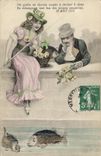 Vintage Postcard Fantaisie Illustrator Woman Fishes Sinning Poisson