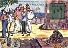 Modern Postcard Game of bowls Fanny Oysters Pastis