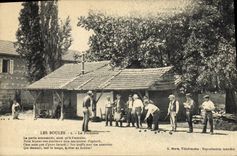 Vintage Postcard Game of bowls balls the pointer SIGNAL