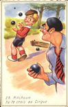 Modern Postcard Petanque Hey little one you believe yourself in the circus