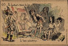 Vintage Postcard Fantasy Illustrator the portrait through old the prehistoric drawing