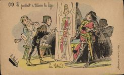 Vintage Postcard Fantasy Illustrator the portrait through old the stained glass