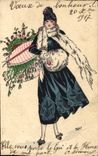 Vintage Postcard Fantasy Illustrator Miki Woman