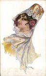 Vintage Postcard Fantasy Illustrator Mir Woman