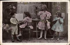 Postal Niños Violín Piano