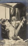 Postal Salón 1901 de Pillini Audiencia en un harpiste Arpa