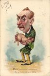 Vintage Postcard Pig Pig Man Your last conquest