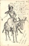 CPA Cochon Porc Femme Ane mule 