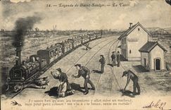 CPA Cochon Porc Legende de Saint Saulge le tacot Train 