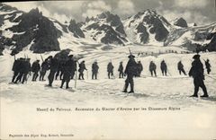 CPA Militaria Chasseurs Alpins Massif du Pelvoux Ascension du glacier d'Arsine 
