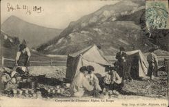 Vintage Postcard Militaria Camping of Alpine hunters soup
