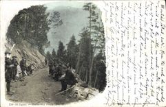 Vintage Postcard Militaria Alpine hunters 158eme of line Halt on Savoy road