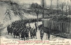 Vintage Postcard Militaria Alpine hunters Regiment of infantry in operation in the Alps