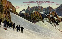 Vintage Postcard Militaria Alpine hunters Solid mass of Meije Reconnaissance of officers to the Collar of closes Mares