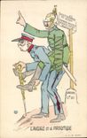 Vintage Postcard Militaria the blind man and the paralytic one
