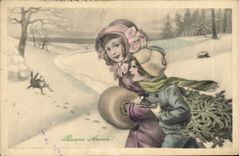 CPA Fantaisie Illustrateur Enfants Lapin 