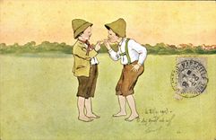 CPA Fantaisie Illustrateur Enfants Cigarette Tabac 